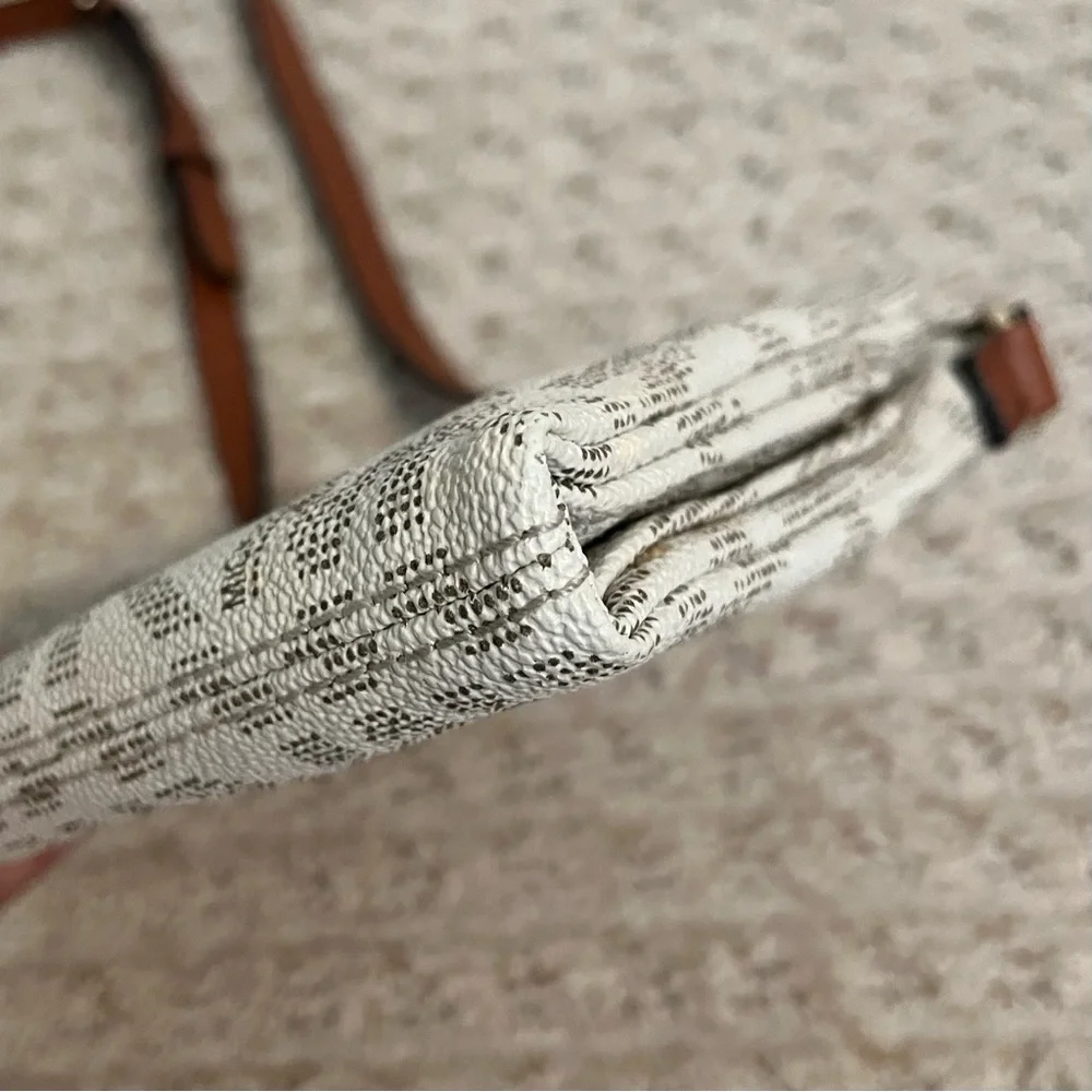 MICHAEL KORS Fulton Small White Saffiano Leather Crossbody Purse MK monogram - Picture 6 of 16